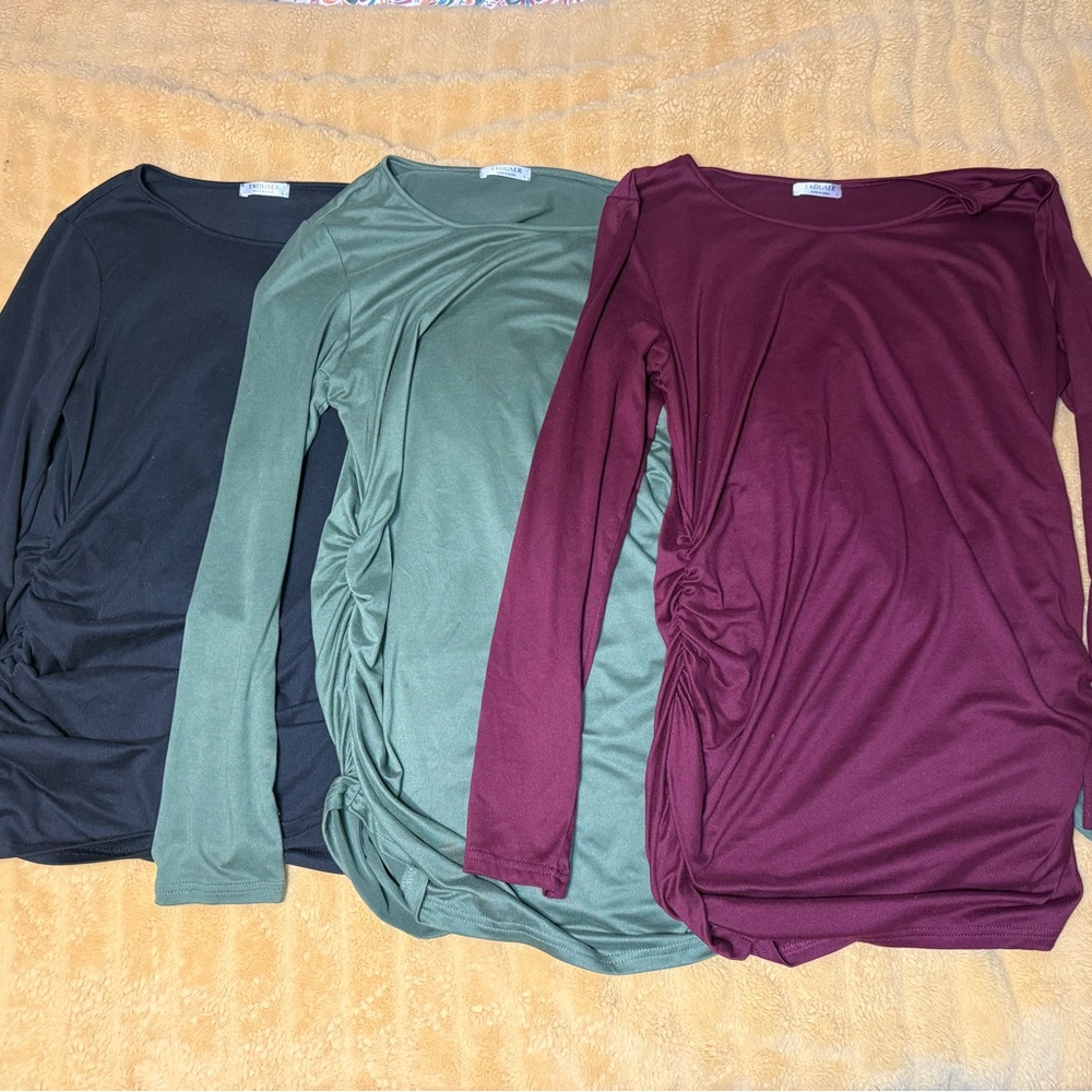 Maternity Women's Long Sleeve Tops - Black, Green, and Burgundy